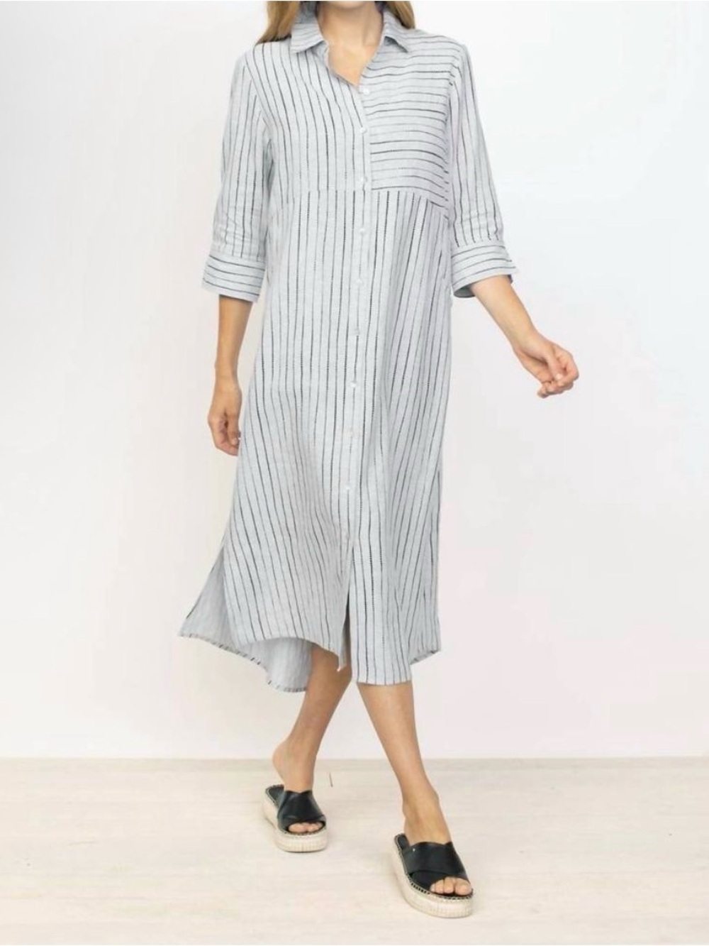 Habitat Linen Shirt Dress in Gull Stripe